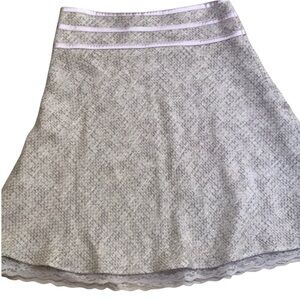 Vintage Peach Pink Tweed Gold Metallic Satin LinedLace Trim Classic Skirt Sz 8